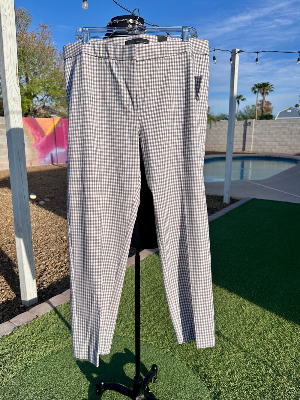 AMANDA + CHELSEA Plaid Stretch Ankle Pants 16W NWT